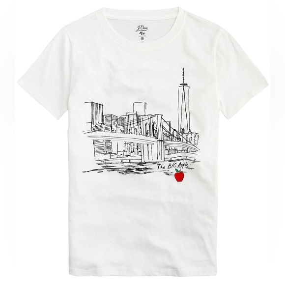 J.‎ Crew The Big Apple 🍎 Graphic Tee Shirt Brooklyn Bridge New York City Large - Picture 5 of 10